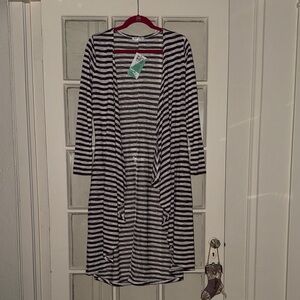 Honey & lace striped cascade cardigan